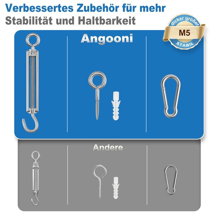 Набір сталевих мотузок Angooni 30 м, потовщений трос з нержавіючої сталі 3 мм, натягувач мотузки M5, талреп з нержавіючої сталі, настінні гачки M5, сталевий трос з вушками, опори для лазіння по витких рослинах, мотузка для штор, огорожа 57