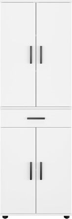 Багатофункціональна шафа KOMTO шириною 60 см - Біла шафа, гардеробна з 1 шухлядою, висока шафа, офісна шафа, книжкова шафа з 4 дверима Порто 180 x 34 x 60 см Білий Порто 180 см