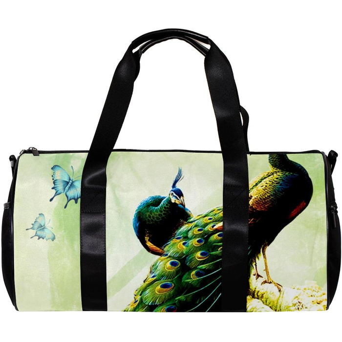 Спортивна сумка, компактна дорожня сумка, сумка для фітнесу та шопінгу (йога, тренування), з дизайном Дерево-Метелик-Павич, сумка для активного відпочинку, ручна поклажа