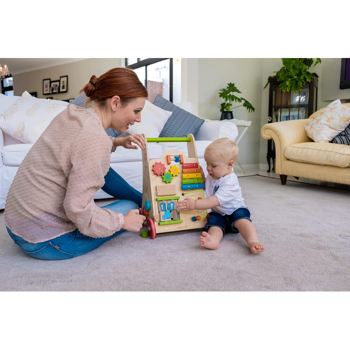 Іграшка для ходьби EverEarth, виготовлена з екологічно чистої деревини Сприяє розвитку ходьби та моторики у малюків Зручна для дітей іграшка з безпечними фарбами на водній основі EE30949