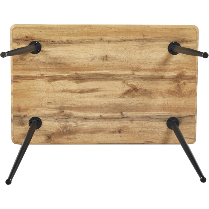 Обідній стіл SAM Trondheim 115 x 75 см Деревина під дикий дуб Швейцарський край Чорний металевий каркас на 4 ніжках Їдальня та кухня 115 x 75 см МДФ / Чорний каркас