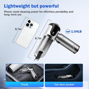 Акумуляторний ручний пилосос 19Kpa Акумуляторний ручний пилосос з безщітковим двигуном 4-в-1 автомобільний пилосос Потужний міні-р