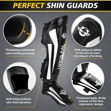 Щитки для гомілок NZQXJXZ для кікбоксингу та муай-тай, регульовані захисні накладки на ноги із захистом підйому стопи, спорядження для тренувань з бойових мистецтв, ММА та спарингу