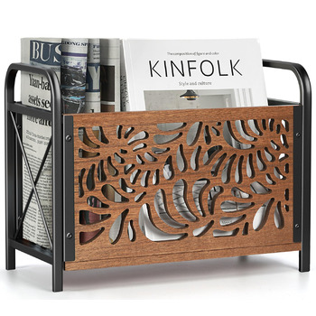 Дерев&39яна підставка для газет, сучасний тримач для журналів, елегантна підставка для журналів у скелетному візерунку, кошик для зберігання, колекціонер журналів, органайзер для зберігання каталогів, 33x26x17 см