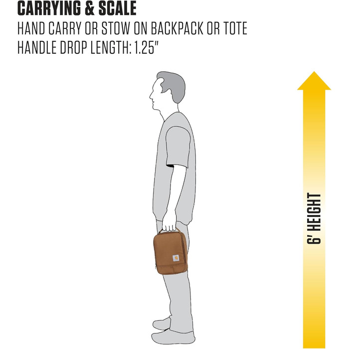 Ізольований обідній холодильник Carhartt для чоловіків та жінок, повністю ізольований, для роботи, на природі, щоденного використання, чорний