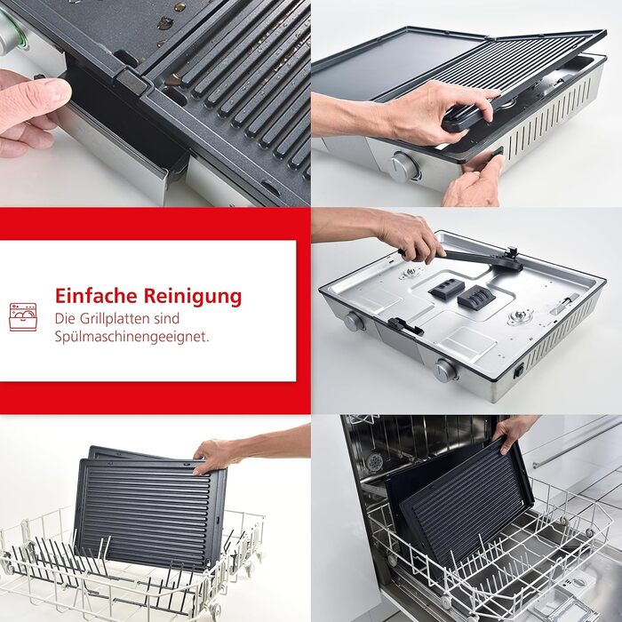 Електричний гриль - Гриль включаючи захист від бризок і 2 лопатки - Настільний гриль електричний - Нержавіюча сталь одинарна, 7951 -