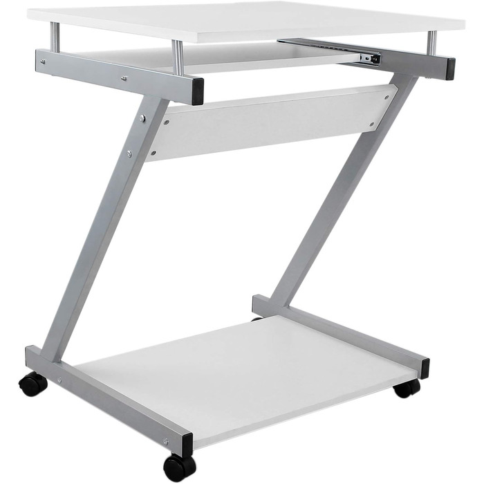 Стіл VASAGLE, комп'ютерний стіл на 4 коліщатках, 2 з яких з гальмами, стіл для ПК, шухляда для клавіатури з плавним ходом, проста