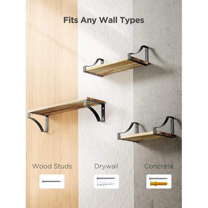 Набір настінних полиць Pipishell із 3 предметів, дерево та метал, настінні полиці для зберігання, дерев&39яний металевий дріт у рустикальному стилі, для вітальні, спальні, офісу, ванної кімнати або кухні (коричневий)