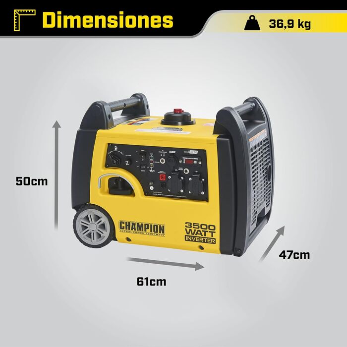 Мобільна генераторна установка Champion Power Equipment бензин (3100 Вт, портативний інвертор, генератор, ультратихий, з інтегрованою ручкою та колісною парою, ідеально підходить для активного відпочинку кемпінгу) 73001i-E-EU, жовтий