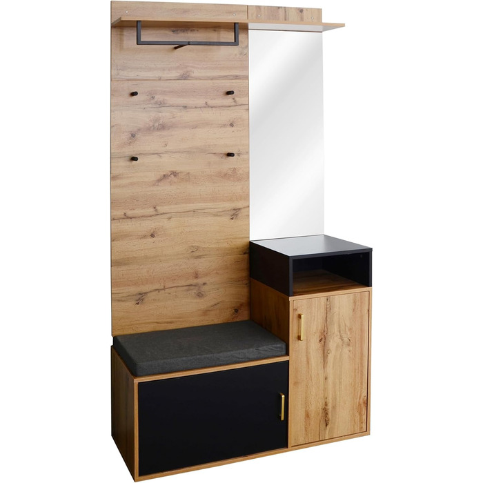 Набір вішалок для одягу Ymkua настінна вішалка, набір вішалок для передпокою з підставкою для взуття, дзеркалом і подушками, набір