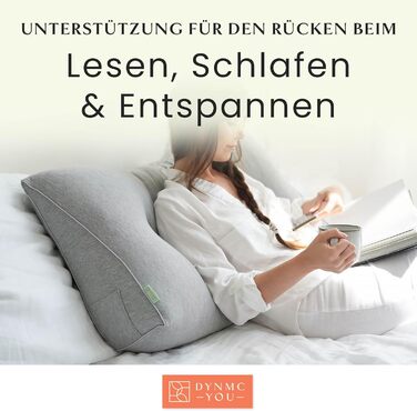 Зручна подушка для спини DYNMC you, бавовняний вигляд, 90 см, Oeko-TEX, сучасна клиноподібна подушка для ліжка, набивка середньої жорсткості - ідеально підходить як подушка для читання, настінна подушка, спинка - преміальне узголів&39я ліжка