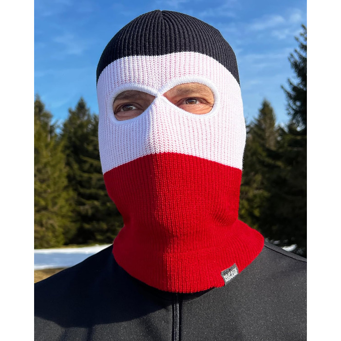 Шапка/Балаклава PGWEAR Troublemaker Чорно-біло-червона Шапка-маска Балаклава Ультрас Лижні Хулігани