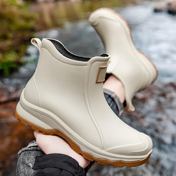 Чоловічі гумові чоботи, водне взуття, гумове взуття з верхнім одягом, студентський повсякденний одяг, все для роботи на свіжому повітрі, риболовлі, миття автомобіля, кухні, не бахіли, гумові гумові чоботи, високе взуття, чоловічі, бежевого кольору, 38 2/3