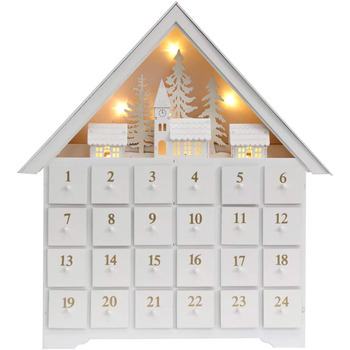 Дерев'яний адвент-календар з 24 шухлядами та світлодіодними лампочками PIONEER-EFFORT