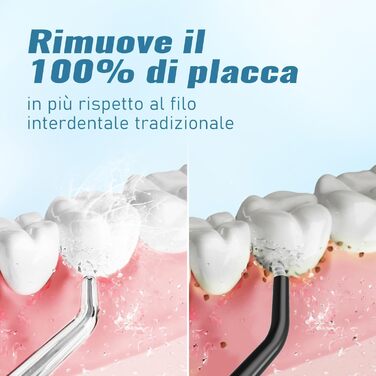 Бездротовий іригатор для зубів та брекетів, 300 мл, з 8 насадками-розпилювачами, 5 режимів роботи, водонепроникний IPX7, портативний для дому та подорожей, чорний