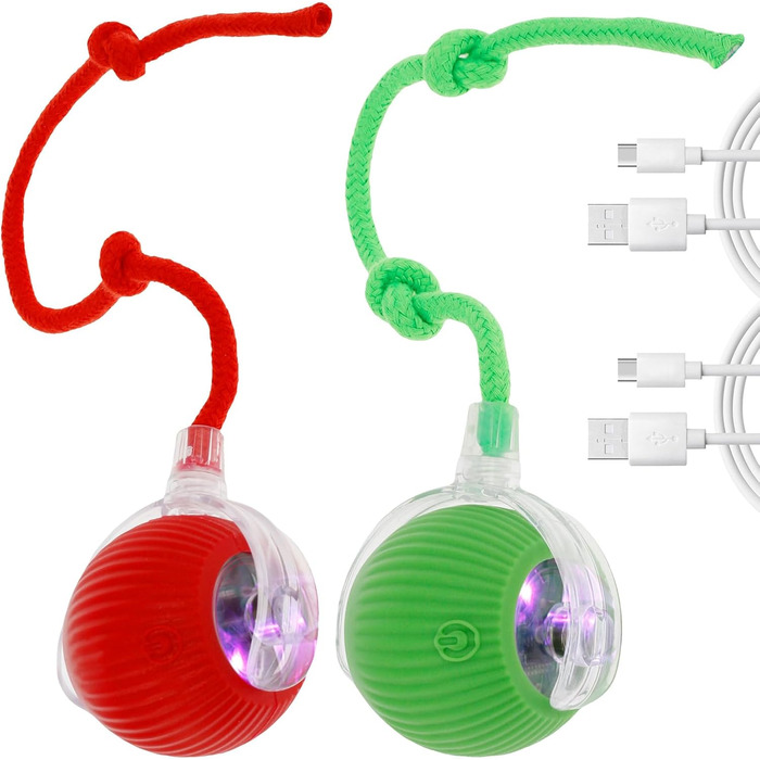 Інтерактивна іграшка для собак із мотузкою, 2 шт., електричний мяч для собак, інтерактивний мяч для собак, собака-мяч, що котиться, собака-чарівний мяч, електрична іграшка для собак із USB-перезарядкою для котів, собак