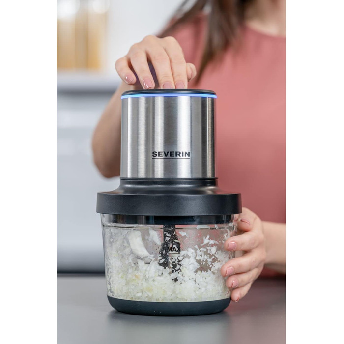 Акумуляторний універсальний подрібнювач, мультишредер для грубого та дрібного подрібнення, подрібнювач з широким набором аксесуарів, нержавіюча сталь чорного матового/матова, KM 3866