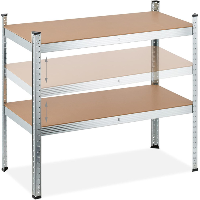 Полиця для зберігання Relaxdays для важких умов експлуатації, 5 ярусів, висота та ширина 180x100x50 см, вантажопідйомність 1250 кг, для підвалу, гаража, металева, срібляста