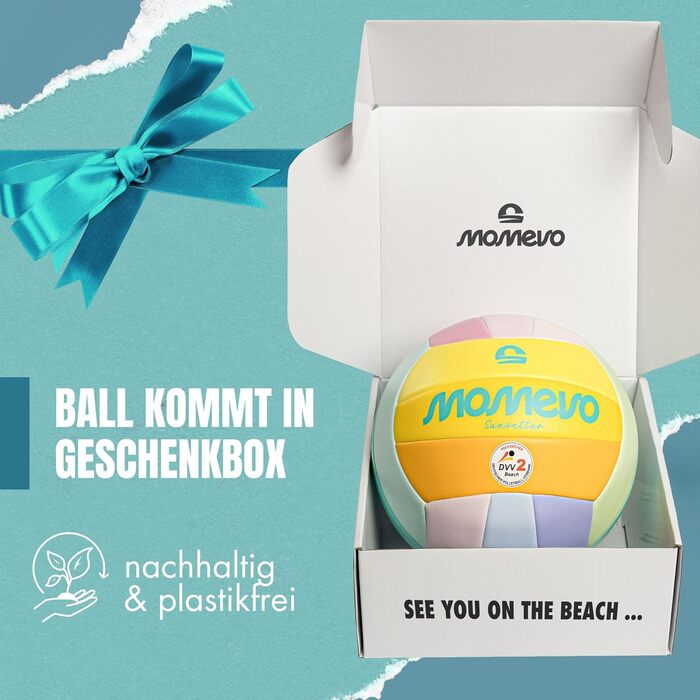 Пляжний волейбол мякий пляжний мяч 2025 року офіційного розміру 5, сертифікований DVV, мяке покриття ідеально підходить для активного відпочинку, пляжних видів спорту, видів спорту на піску та як подарунок. Тільки мяч Rainbow