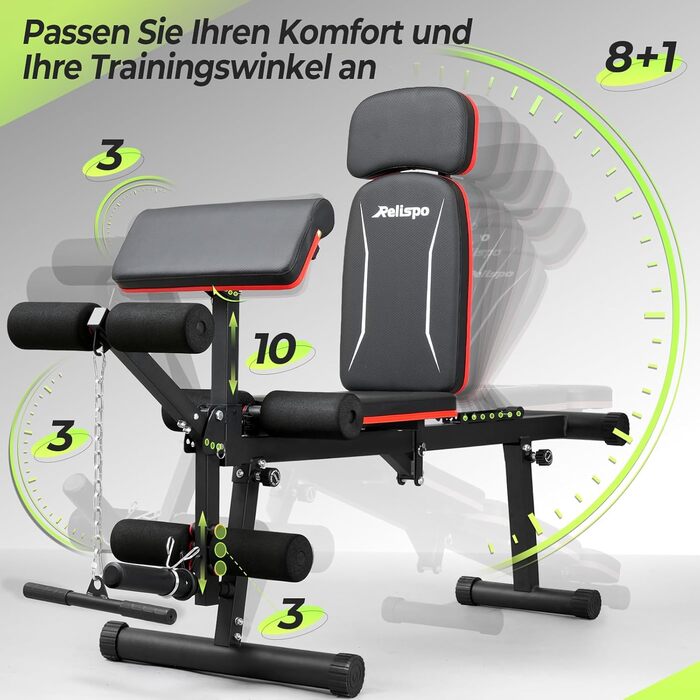 Покращена регульована лава для силових тренувань, 9 положень спинки та складна, похила лава вантажопідйомністю 550 кг, фітнес-лава для силових тренувань усього тіла та високих чоловіків