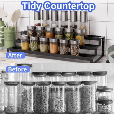 Стояча підставка для спецій Afeeler, 3 яруси, розширюваний органайзер для спецій для кухонних шаф, підставка для спецій для стільниць комори