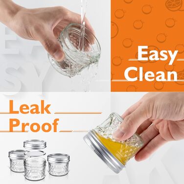 Міні-банки для консервування Tarana, банки для зберігання, прозорі скляні банки для консервування об&39ємом 4 унції з кришками, маленькі скляні банки об&39ємом 120 мл, що підходять для зберігання продуктів, варення, спецій, свічок, меду (12 шт. ) Срібляст