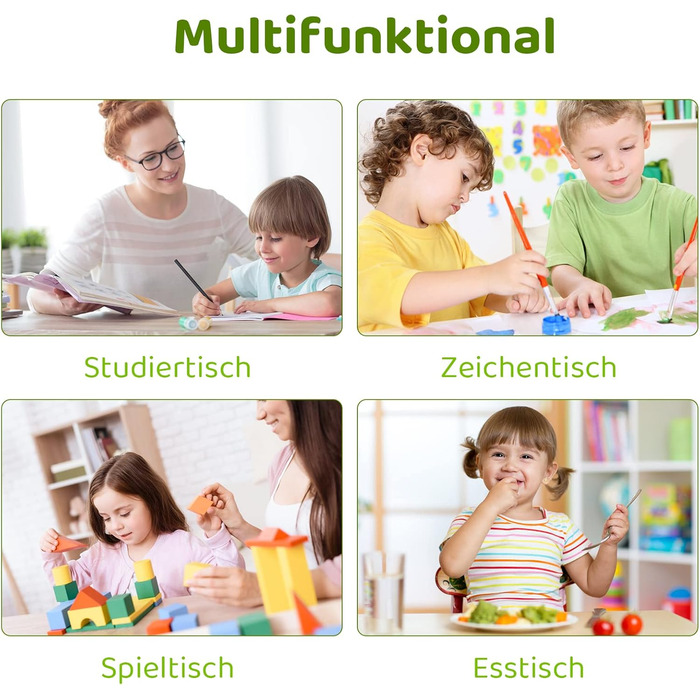 Дитячий комплект столу та стільців MAMIZO з 4 стільцями, регульований по висоті дитячий комплект столу та стільців для дитячого садка та дитячої кімнати, пластикові дитячі меблі, комплект сидінь для хлопчиків та дівчаток від 2 років, сірий 60 x 120 см (4 