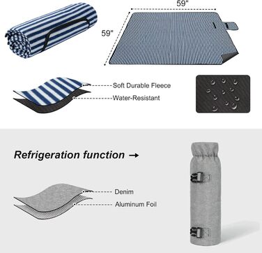 Рюкзак для пікніка на 4 особи з відділенням-холодильником та підставкою для вина, флісовою ковдрою, набором столових приборів, для кемпінгу, пляжу, одноденних поїздок, походів, аксесуарами (світло-сірий)