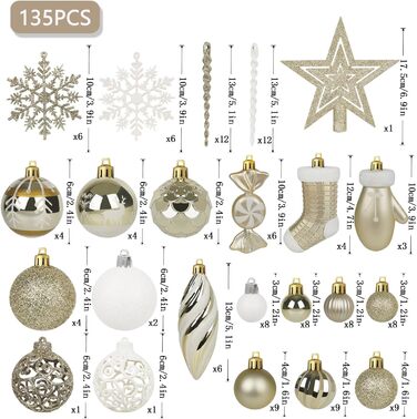 Набір різдвяних прикрас із 135 предметів для ялинки Miaikoe