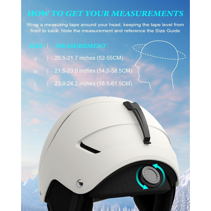 Лижний шолом, лижні шоломи для чоловіків, жінок та дітей, регульовані розміри, теплі пухнасті амбушури, шолом для сноуборду, легкий лижний шолом з регульованою системою вентиляції, сумісний з лижними окулярами, колір яєчної шкаралупи, розмір M