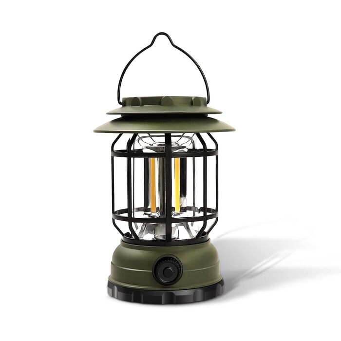 Акумуляторний кемпінговий ліхтар ExtraStar з 3 режимами, аварійне освітлення IPX4, водонепроникний для кемпінгу, походів, риболовлі, відключення електроенергії - оливково-зелений
