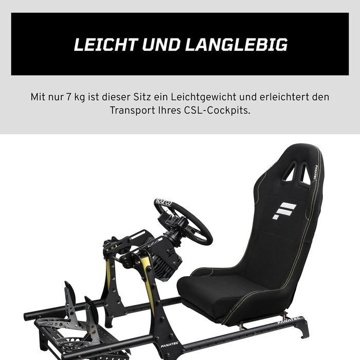 Сидіння FANATEC Sim Racing CSL для кокпіта легке та міцне, розроблене для кокпіта CSL, з повітропроникною м&39якою тканиною чорне