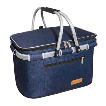 Великий кошик для покупок, сумка-холодильник, ізольований кошик, сумка-холодильник для пікніка, кошик для пікніка з двома ручками - для подорожей/пікніка/покупок/подарунків, XL, темно-синій