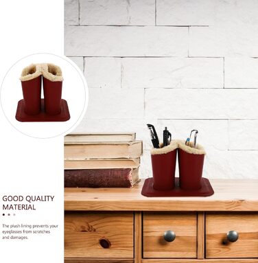 Тримач для окулярів Luxshiny Double з гладкого матеріалу з плюшевою підкладкою, для зберігання сонцезахисних окулярів та окулярів, прикраса для столу та тумбочки біля ліжка