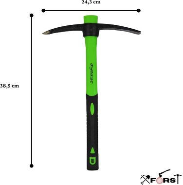 Кирка Xforst X-PF400 з руків'ям зі скловолокна та кованим сталевим наконечником, ідеально підходить для садівництва, кемпінгу, догляду за рослинами та клумбами