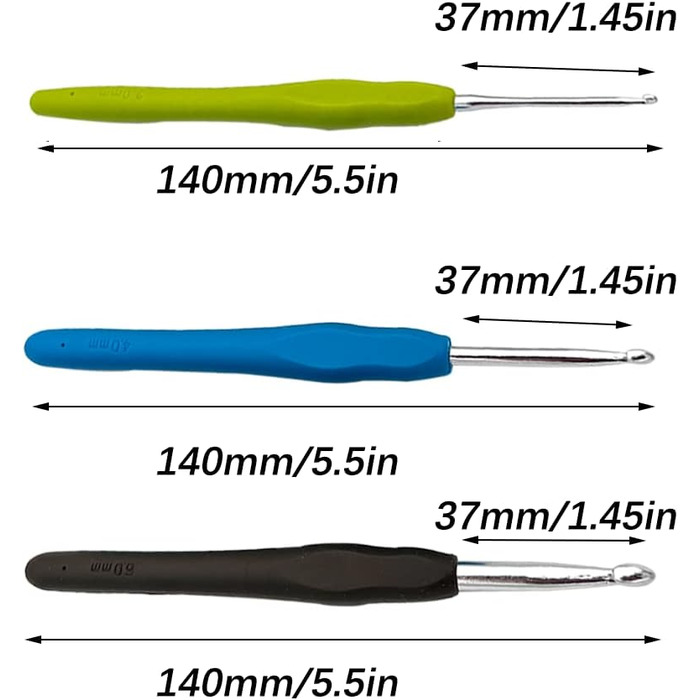 Набір гачків для в&39язання, 3 різнокольорові алюмінієві спиці, туніський гачок для в&39язання, для початківців або професіоналів