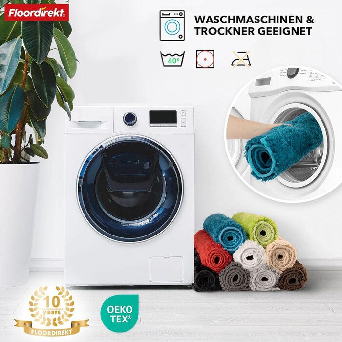 Килимок для ванної Floordirekt - Надзвичайно пухнастий та швидковисихаючий - Килимок для ванної кімнати з нековзною основою - Килимок для ванної Килимок для душу (Maris) (Слонова кістка, круглий 120 см)