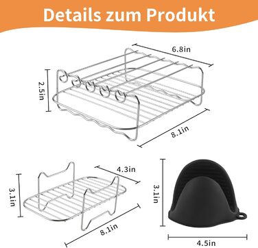 Аксесуари для фритюрниці INMUA, силіконова форма для фритюрниці, аксесуари для фритюрниці Ninja Foodi AF400EU AF300EU 7.6 л - 9.5 л, аксесуари для фритюрниці з кулінарною книгою для фритюрниці - Black Black-1