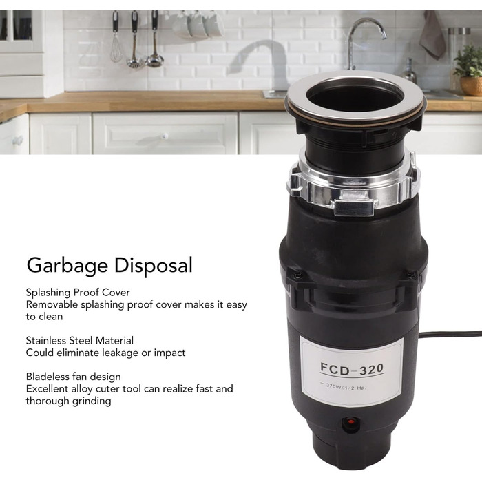 Утилізація сміття, ємність 1050 мл, кухня, подрібнювач харчових відходів, низький рівень шуму, захист від бризок, сміттєвий млин, утилізація кухонних відходів, вилка ЄС