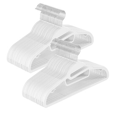 Набір з 50 пластикових вішалок для одягу, U-подібний отвір, компактні, товщина 0,5 см, ширина 41,5 см, гачок, що обертається на 360, білий, CRP041W05 Білий 50 шт.