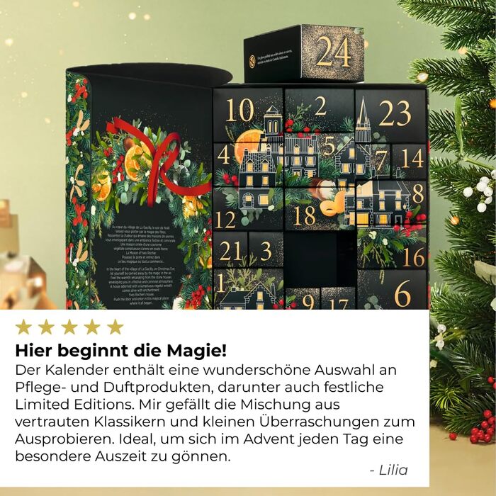 Різдвяний календар косметики та краси Yves Rocher - Подарунок із 24 сюрпризами догляд за обличчям, макіяж, догляд за тілом, догляд за волоссям та парфуми - Різдвяний календар для жінок Обмежений вибір косметики A - Тут починається магія