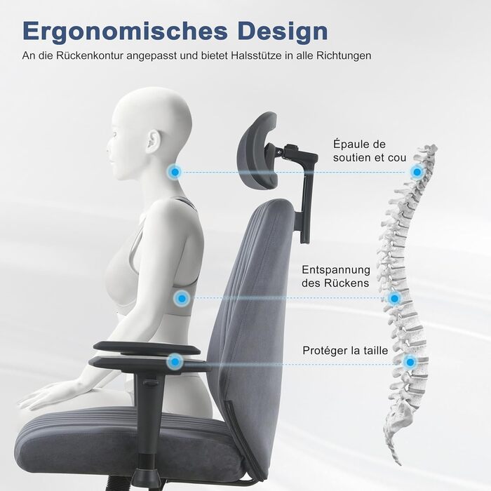 Розкішне офісне крісло Symino, ергономічне ігрове крісло, функція гойдання та регульоване по висоті поворотне крісло, крісло для домашнього офісу, крісло для столу, крісло керівника та комп&39ютерне крісло, 150 кг (імітація замші, сірий) Імітація замші, с