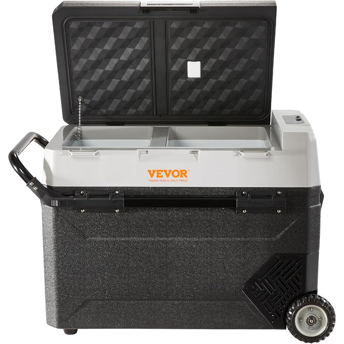 Кемпінговий холодильник VEVOR 53 л Cool Box, 12/24 В рухома електрична морозильна камера 2 в 1 з двома зонами, автомобільний компр
