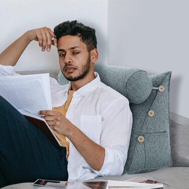 Подушка-книжка, поперекова подушка, клиноподібна подушка, подушка для узголів&39я, м&39яка подушка для ліжка, спинка, трикутна спинка, подушка для спинки дивана, велика подушка для ліжка, подушка для спинки, диван-ліжко, сірий поліестер, 60 см