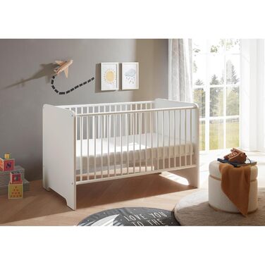 Дитяче ліжечко Stella Trading Spice Safe 70x140 см, білий глянцевий - функціональне дитяче ліжечко для дитячої кімнати - 78 x 87 x 143 см (Ш/В/Г) 143Д x 78Ш x 87В см