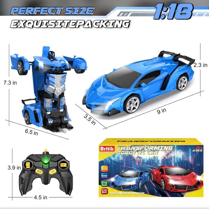 3-8 Years Girl Boy Transformer Remote Car Toy for Children Gift for Girl Boy 3 4 5 6 7 8 9 10 Years RC Car Robot 360 Rotation 2.4G