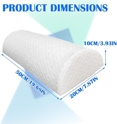 Подушка для колін FARYODI для сну на боці, напівкруглий опорний валик з піни з ефектом пам&39яті, для шиї, колін та сну на боці для полегшення болю в колінах та спині (50 * 20 * 10 см)