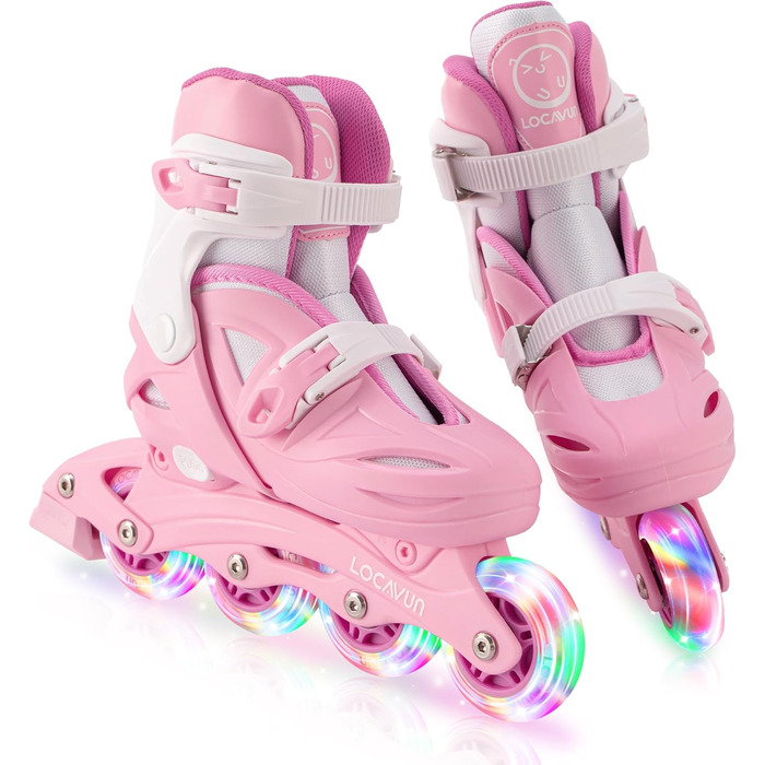 Роликові ковзани дитячі для дівчаток, регульовані 4 розміри роликових ковзанів з підсвічуванням коліс для дівчаток S26-29 EU рожев