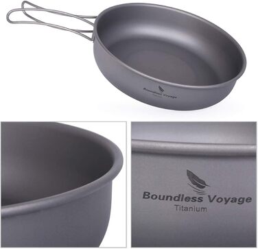Безмежна подорож Титанова сковорода зі складною ручкою Ультралегка кемпінгова сковорода для пікніка Посуд Титанова сковорода Ti151