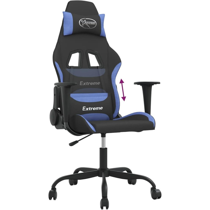 Ергономічне ігрове крісло чорного/синього кольору - зручне сидіння, регульоване, поворот на 360, модель 3143718
